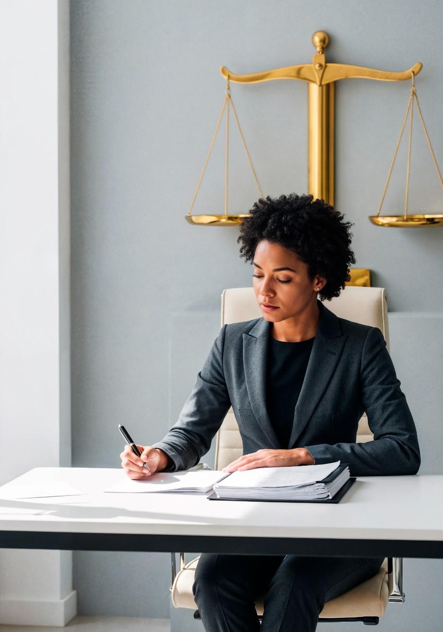 female-lawyer-desk-with-scales-justice Law statue